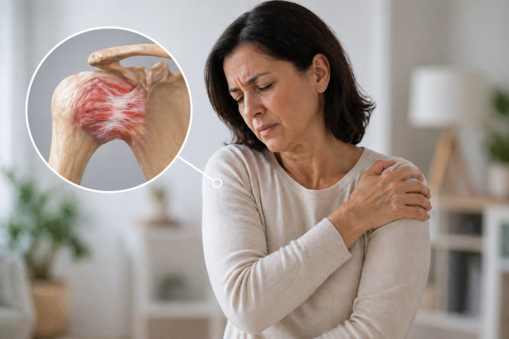 Capsulitis adhesiva con rigidez y dolor en el hombro